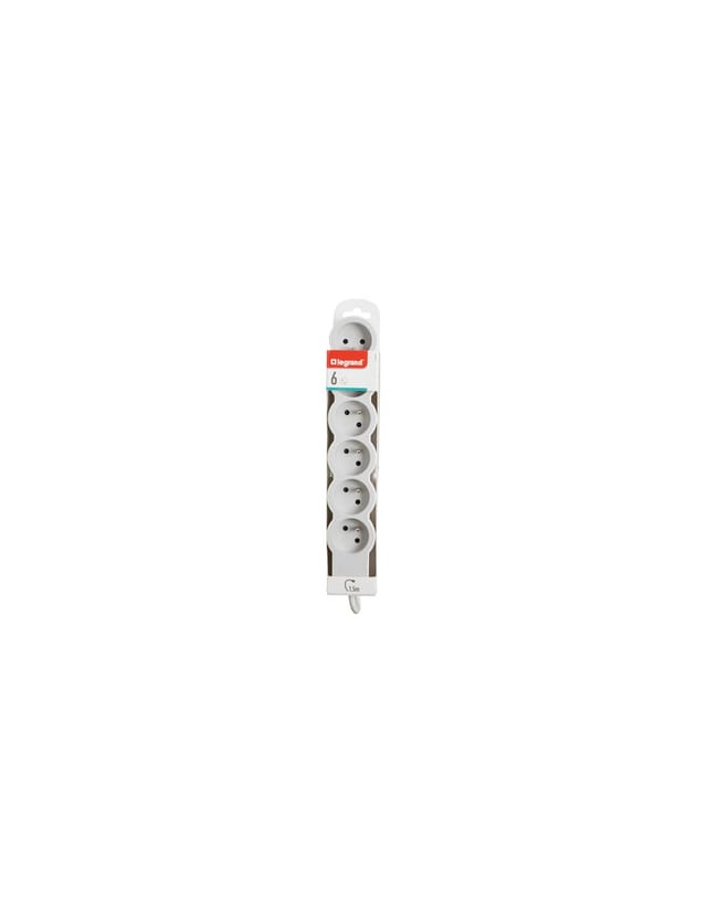 Legrand Steckdosenleiste weiß und grau 6 Anschlüsse 3680W extra-flach Design