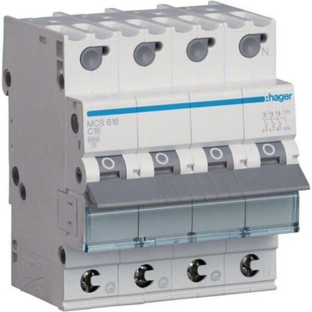 Hager LS-SCHALTER 3P+N 16A-C6KA 4PLE (MCS616 QUICK CONNECT)