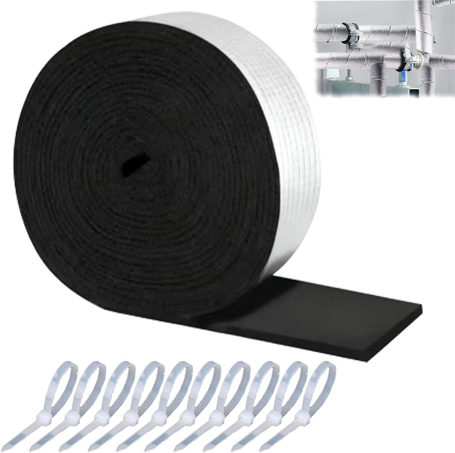 1er Set Rohrisolierung Aus Schaumstoff, 10 M X 5 Cm, Heizungsrohrisolierung, Dämmband Mit Schaumstoff, Isolierrolle Für Isolierung Und Abdichtung