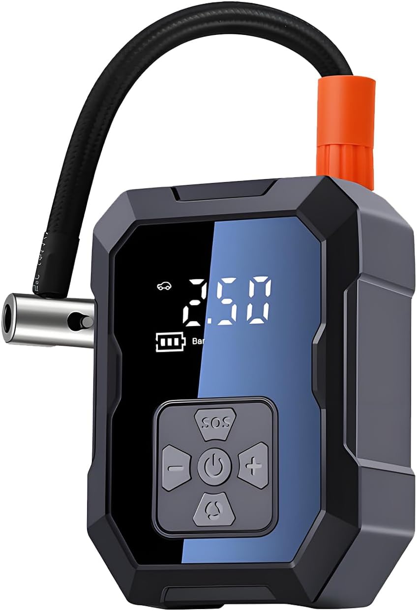 Tragbarer Luftkompressor – Kabellose, Wiederaufladbare Luftpumpe Mit 4.000 Mah Für Auto, Fahrrad, Motorrad, Ball Und Sportausrüstung Mit Digitaler Anzeige Und Automatischer Abschaltung