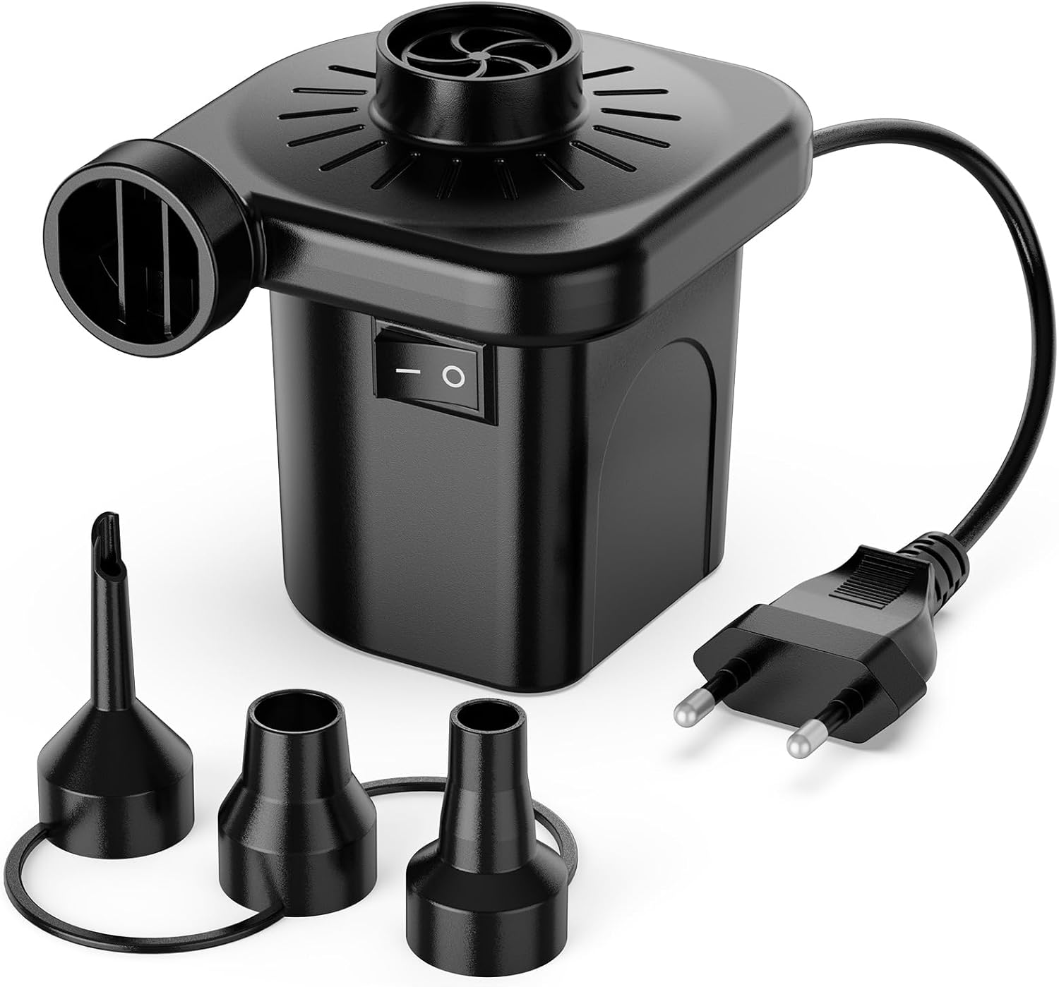 Elektrische Luftpumpe, Aufblasbar, 220-240 V, Camping-luftpumpe Für Den Außenbereich Mit 3 Düsen, Luftbett, Boot, Luftmatratze, Sofa, Pool-schwimmring