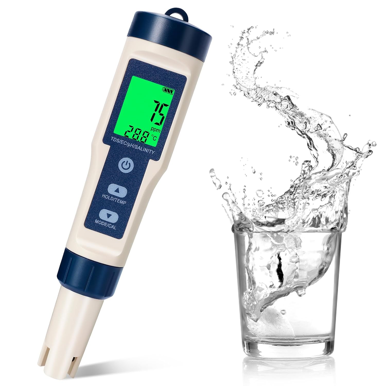 5-in-1 Digitales Ph-meter Mit Lcd-bildschirm, Ph-, Tds-, Ec-, Salzgehalt- Und Temperaturtester, 0,01 Genauigkeit, Atc Und Ip67 Wasserdicht, Wassertester Für Pool, Aquarium, Hydroponik, Trinkwasser, Sp