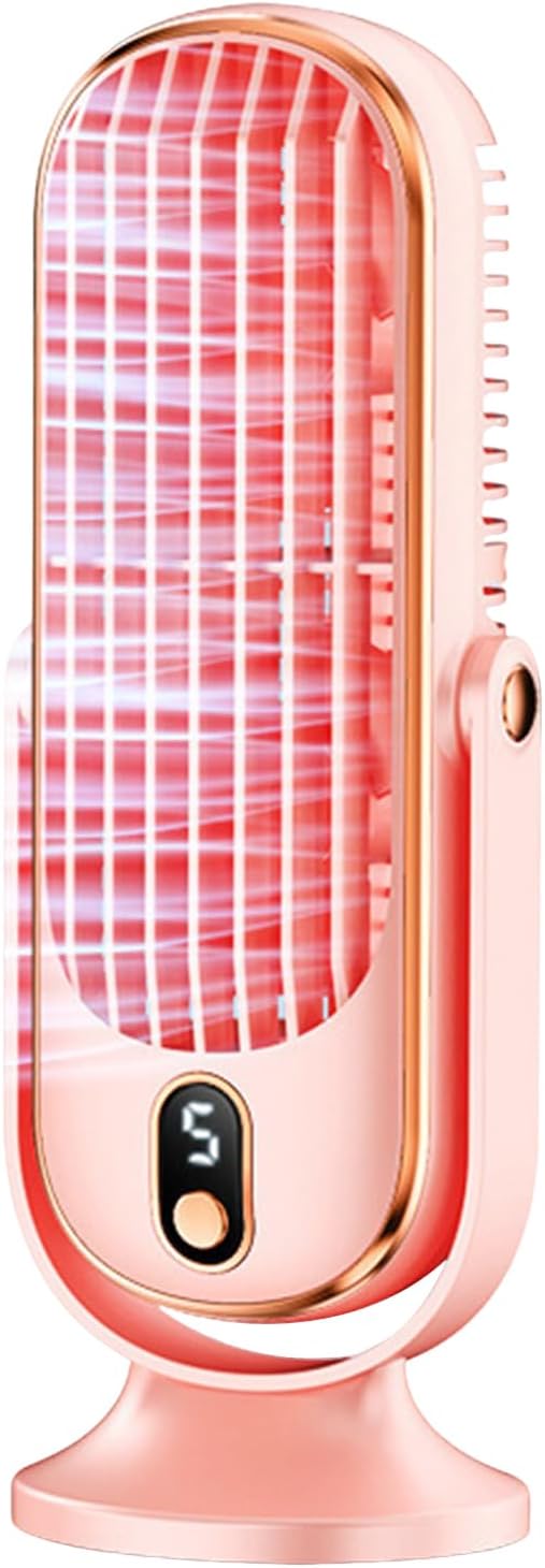 Oszillierender Mini-ventilator Mit 5 Geschwindigkeitsstufen, Tragbarer Oszillierender Ventilator Für Schlafzimmer Und Büro, Usb-ladung, Rosa