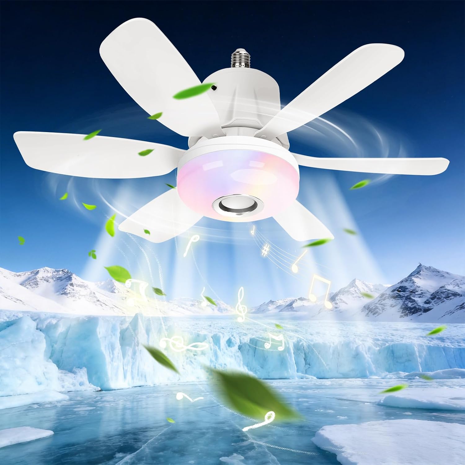 Deckenventilator Mit Licht Und Fernbedienung E27, Integrierter Lautsprecher, Dimmbare Led-ventilatorleuchte 3000-6500k, Rgb-stimmungslicht Und Timer, Leise Für Schlafzimmer, Wohnzimmer