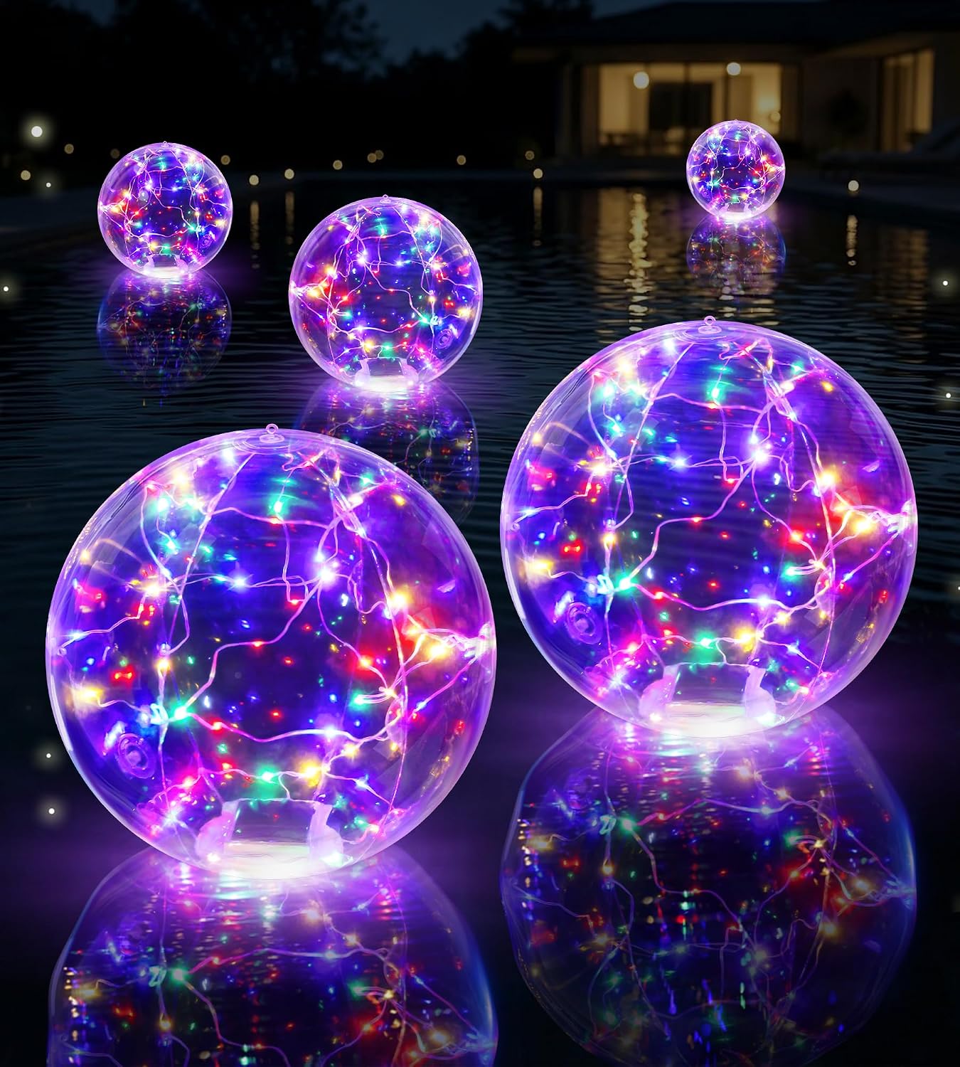 Schwimmende Solar-pool-lampe, 38 Cm Bunte Leuchtende Solarkugel, Wasserdichte Ip68 Schwimmende Poolbeleuchtung Für Aufstellpools, Aufblasbare Led-poolbeleuchtung Für Garten Und Party - 2 Stück