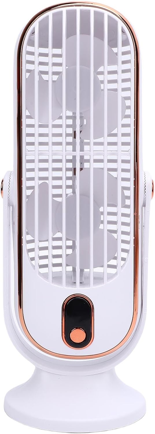 Tisch-turmventilator, Tragbarer Doppelter Büro-turmventilator, Bürstenloser Motor Mit 5 Geschwindigkeiten, Usb-aufladbar Mit Led-anzeige Für Zuhause Und Büro, (weiss)