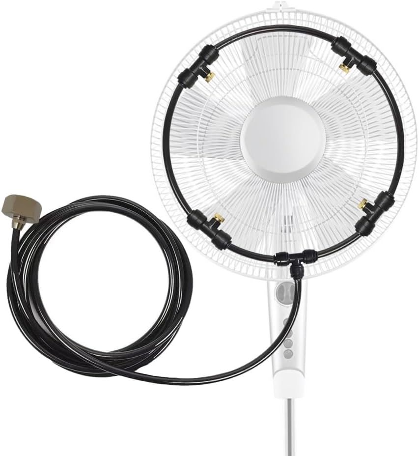 Nebelkühler-set Für Außenventilatoren Mit 3 M Nebelschlauch Und 5 Messingdüsen Mit Wasserregelventil (ventilator Nicht Enthalten)