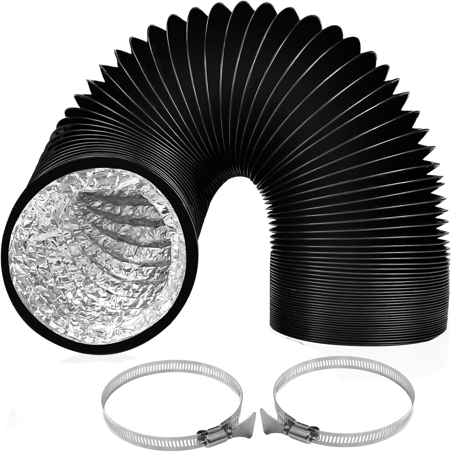 Abflussrohr Durchmesser 125 Mm Länge 3 M Lüftungsschlauch Aus Aluminium Luftabzugsschlauch Mit 2 Stahlklemmen Für Klimaanlage, Entfeuchter, Absaugventilator