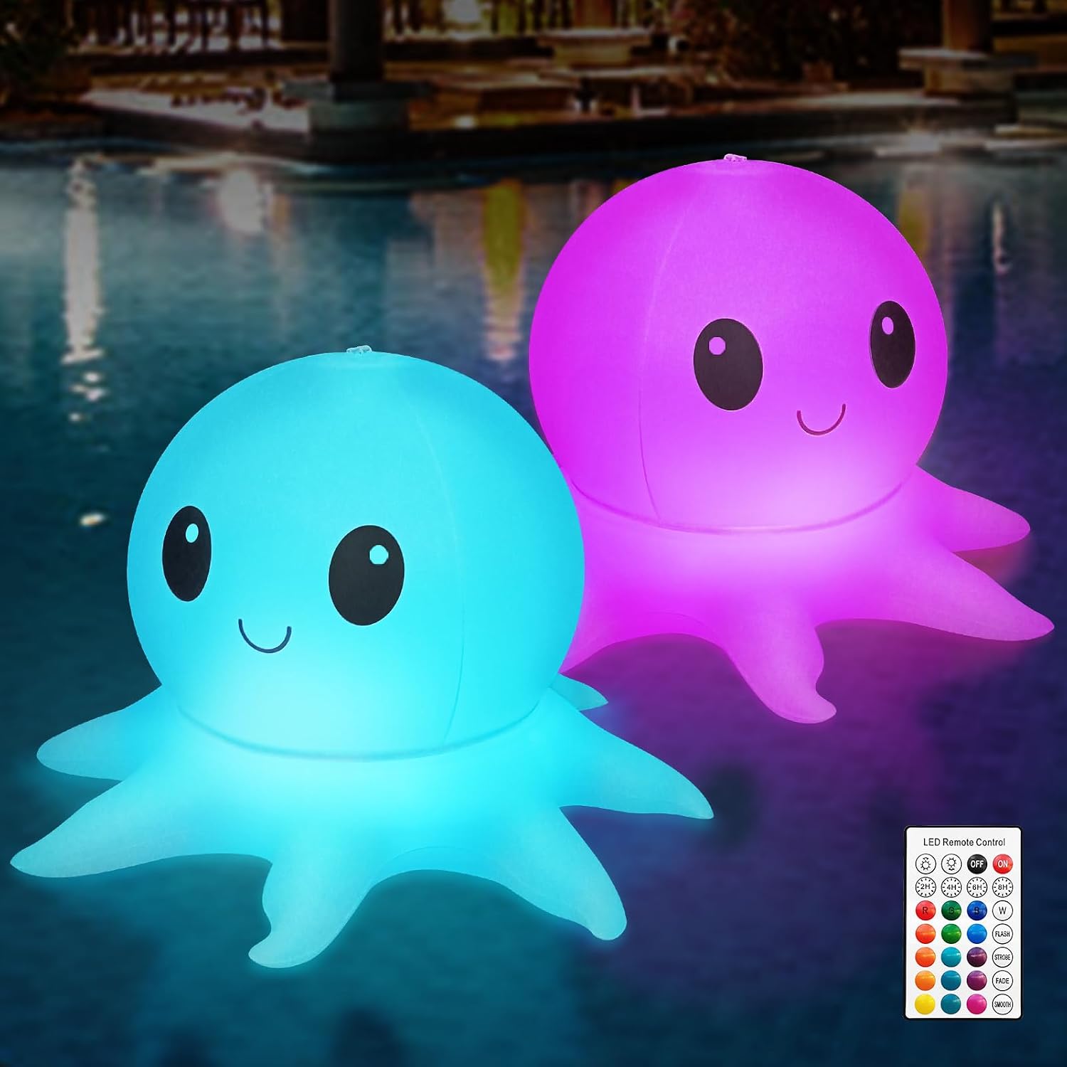 2er-set Solar-pool-lampen, Aufblasbare Fernbedienungs-lampen, Schwimmende Oktopus-pool-leuchten Mit 16 Wrgb-lichtern Und 4 Modi, Erstklassig Wasserdicht Ip68, Für Partys Und Wege