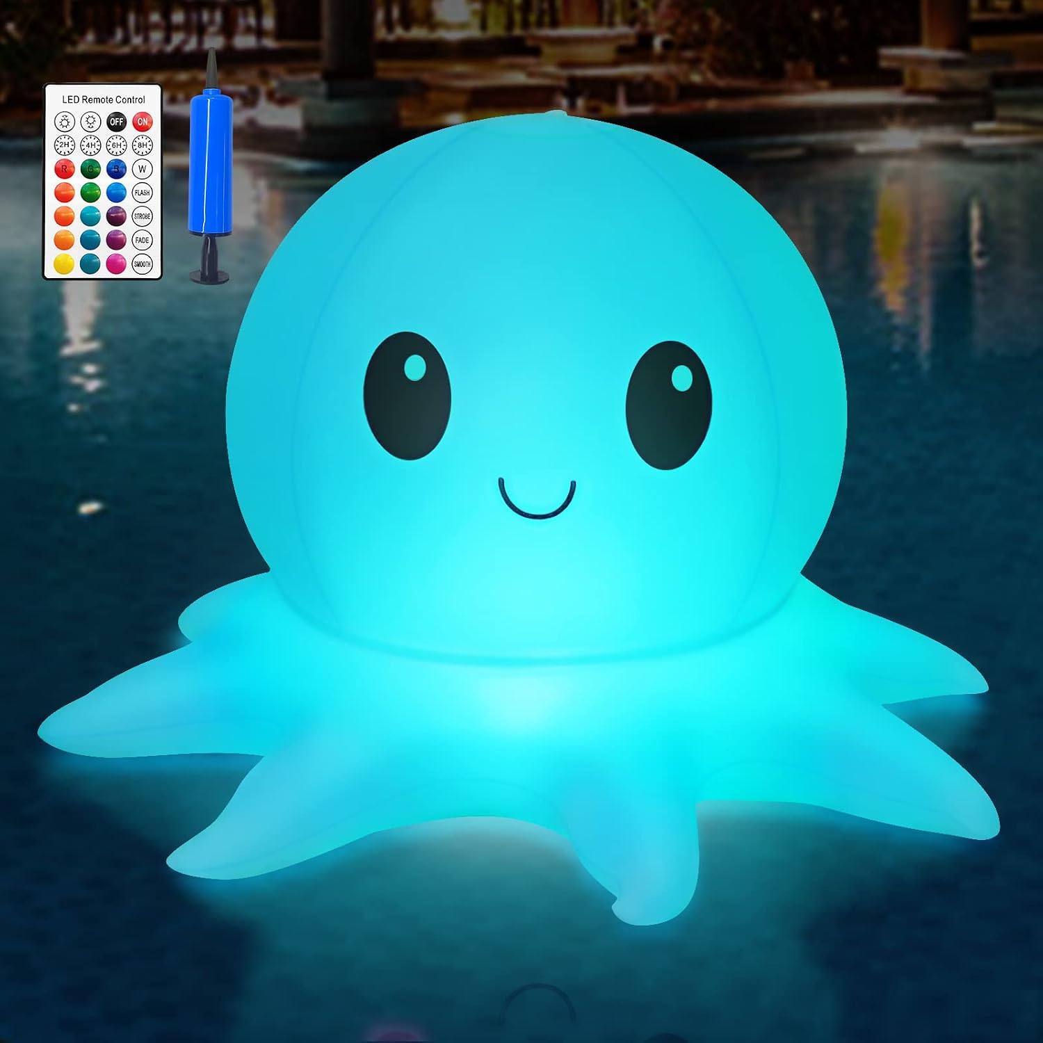 Solar-pool-beleuchtung, Aufblasbare Fernbedienungs-leuchten, Schwimmende Oktopus-poollichter Mit 16 Wrgb-farben, Ip68 Wasserdicht, Premium-qualität, Außendekoration Für Pool, Garten Und Party, 1er-pac