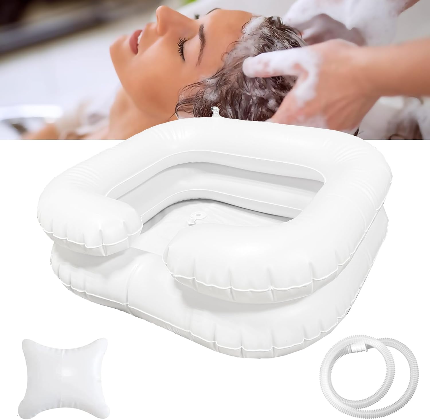 Aufblasbares Haarwaschbecken, Aufblasbares Waschbecken Zum Haare Waschen, Aufblasbares Shampoo-becken, Bettdusche-system, Großes Aufblasbares Waschbecken, Tragbares Aufblasbares Waschbecken, Haarbecke