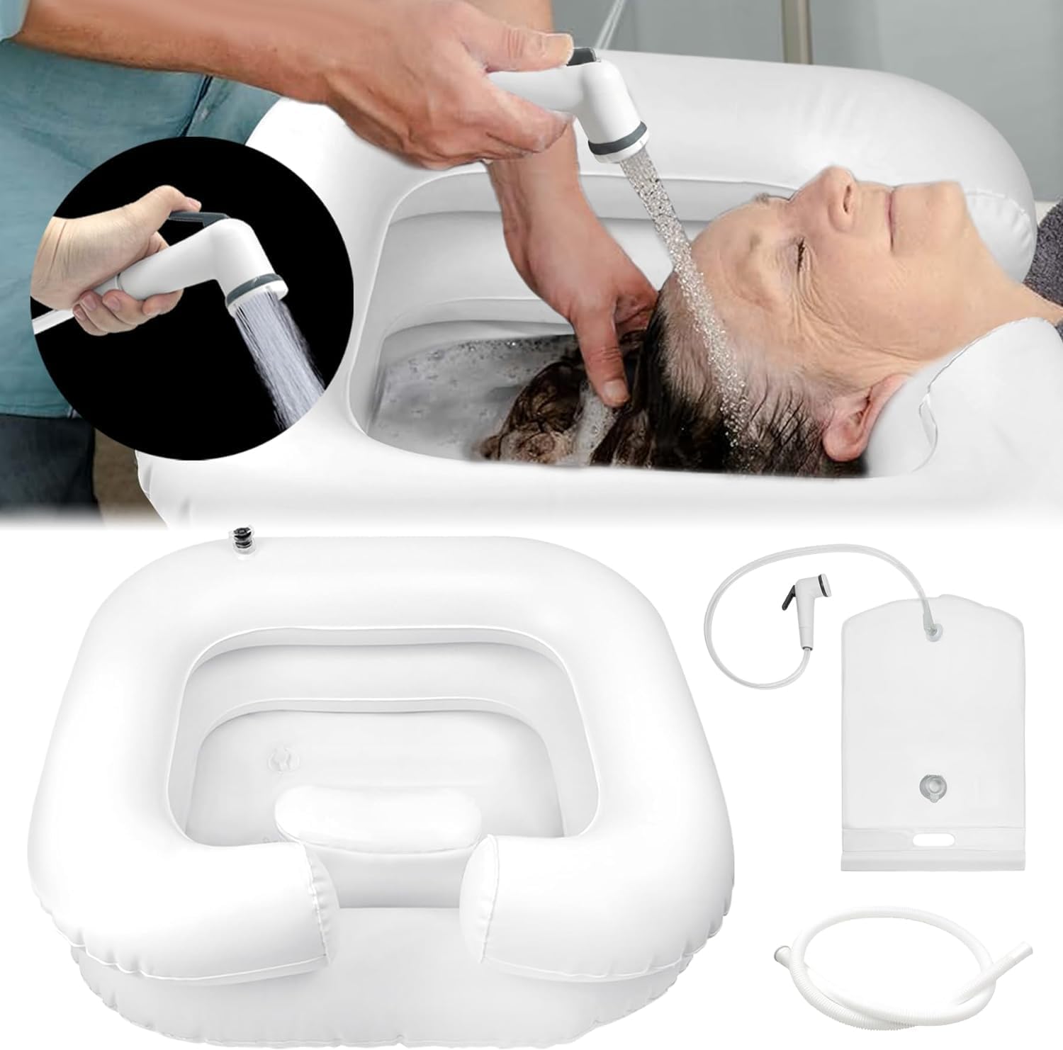 Aufblasbares Haarwaschbecken, Aufblasbares Waschbecken Zum Waschen, Aufblasbares Shampoo-becken, Bettduschsystem, Großes Aufblasbares Waschbecken, Tragbares Aufblasbares Waschbecken, Haare Mit Abfluss