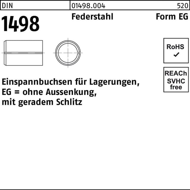 Einspannbuchse DIN 1498 Form EG EG 25/32 x 20 Federstahl