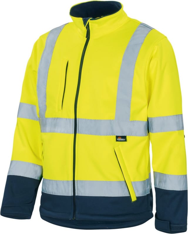 Vizwell Softshelljacke atmungsaktiv, wind- und wasserdicht VW135Y Gr. L fluo gelb/marineblau