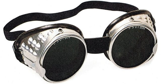 Alu-schweisserbrille grüne flache linsen din 5