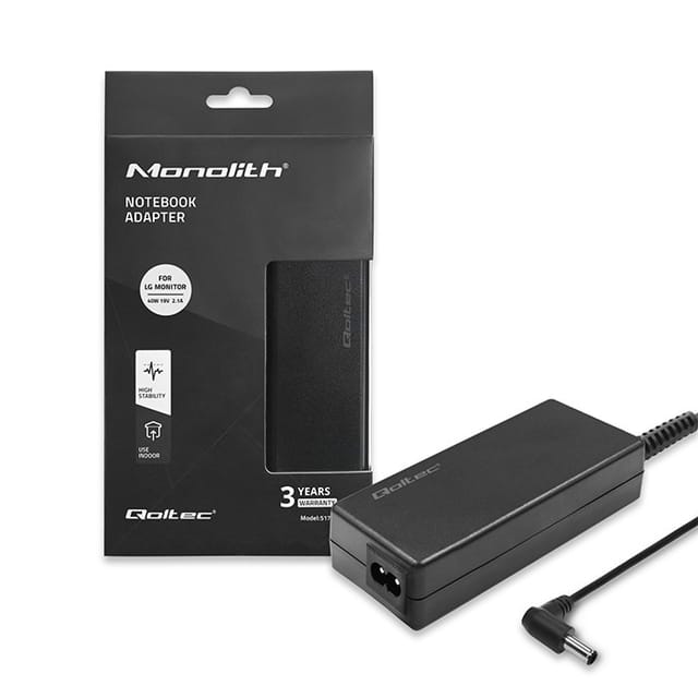 Qoltec Netzteil für LG Monitor 40W 19V 2,1A 6,54,4 +Stromkabel