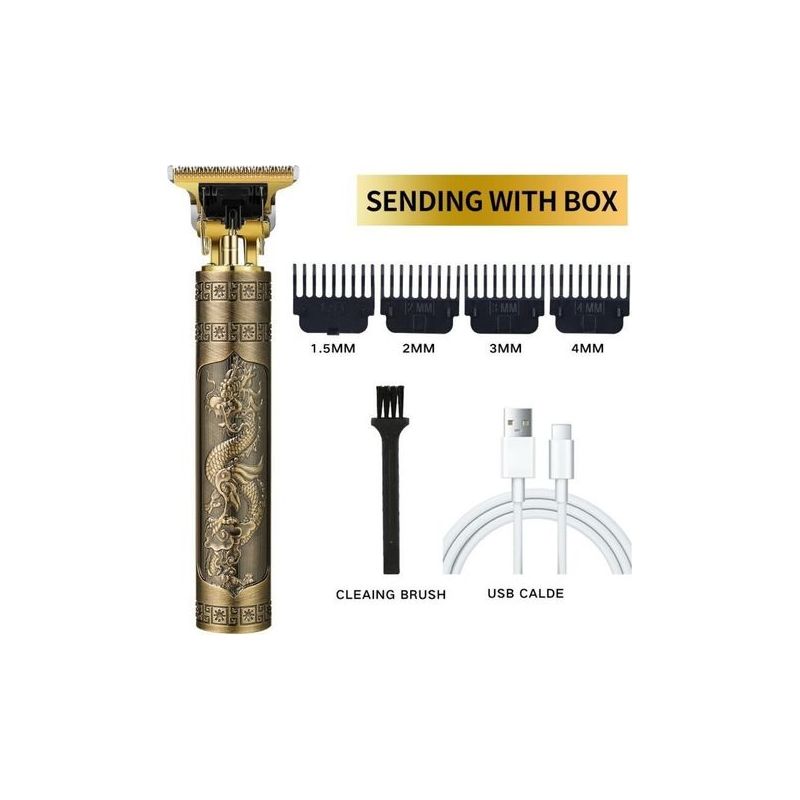 Elektrischer Herrenrasierer Professioneller Bart Und Haartrimmer Kabelloses Stylinggerat Retro Gold Drachen T Klinge Rasierer Im Salon Stil