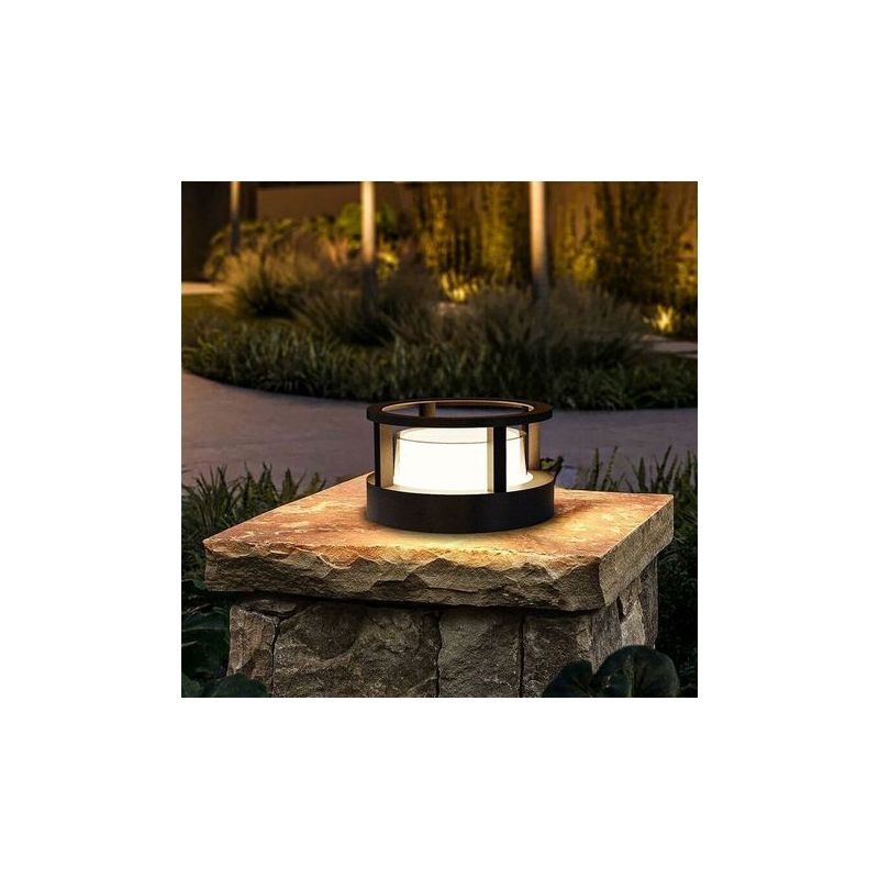 Au Enleuchte 10 Cm 7 W Led Rund Ip65 Aluminium Warmwei Fur Wege Und Terrassen Schwarz
