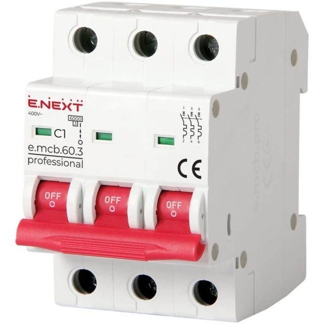 E.NEXT p042024 Leitungsschutzschalter Sicherung PRO 3P C 1A 6kA 230/400V AC