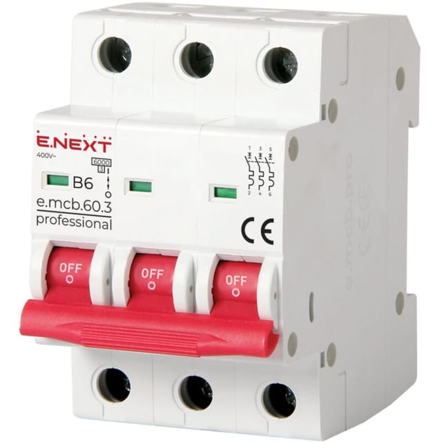 E.NEXT p041024 Sicherungsautomat PRO 3P B 6A 6kA 230/400V AC