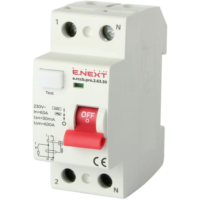 E.NEXT p003006 PRO 2P 63A 30mA 6kA RCD TYP AC