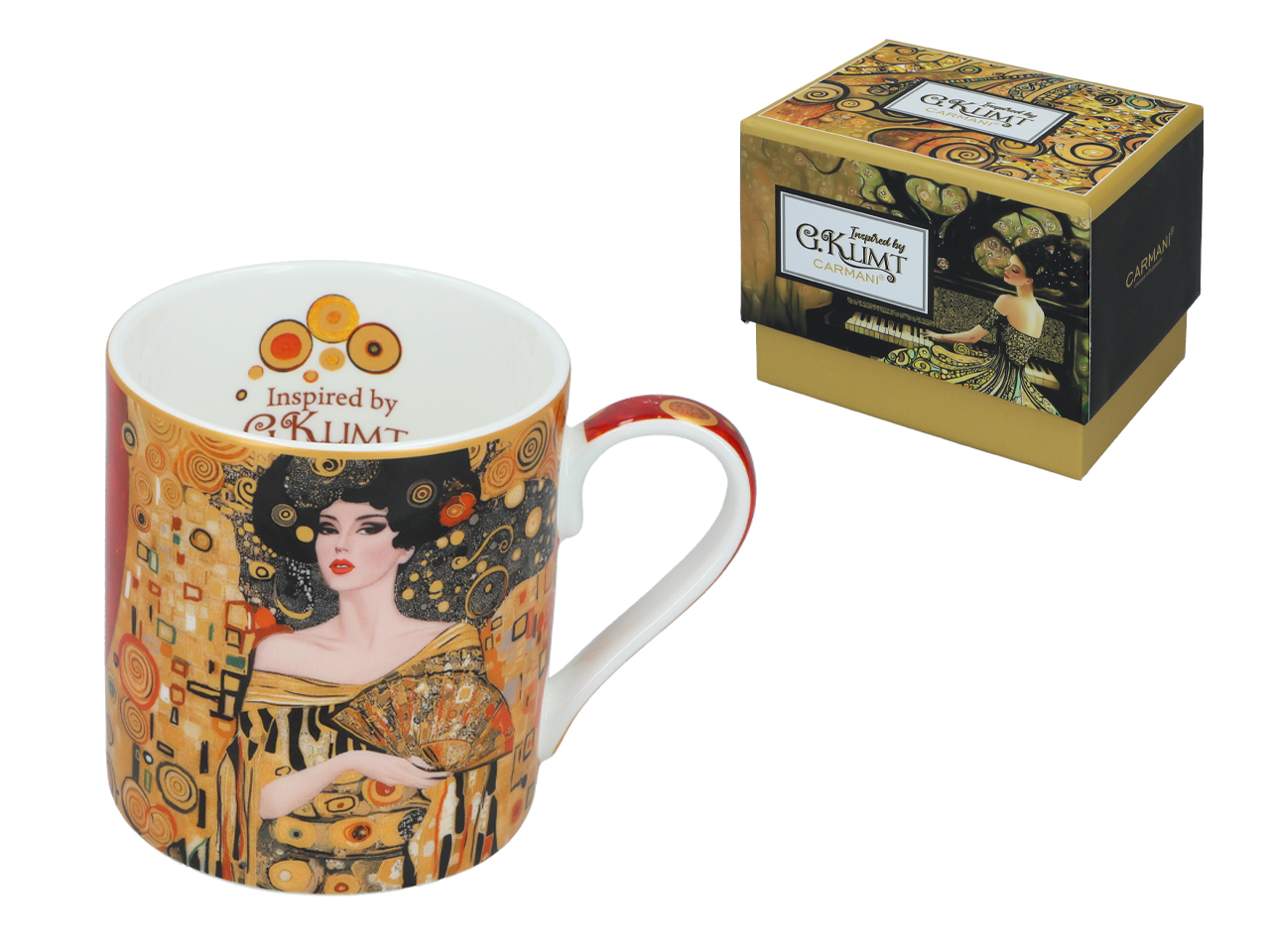 Keramiktasse Mit Gustav Klimt-gemälde „frau Mit Fächer“ – Geschenkbox