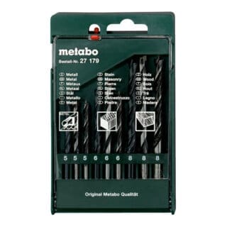Metabo - Bohrersortiment-Kassette 9-teilig Metall-, Stein-, Holzbohrer 627179000