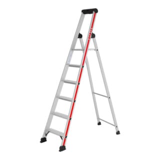 Stufenstehleiter mit Plattform, einseitig begehbar, 6 Stufen, Standhöhe 1,34 m - Hymer