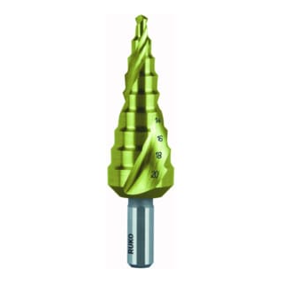 Ruko - Stufenbohrer HSS-TiN spiralgenutet mit Kreuzanschliff ø 4 - 20 mm - 101051T