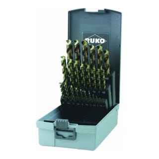 228215RO HSSE-Co 5 Metall-Spiralbohrer-Set 25teilig din 338 3-Flächenschaft 1 Set - Ruko