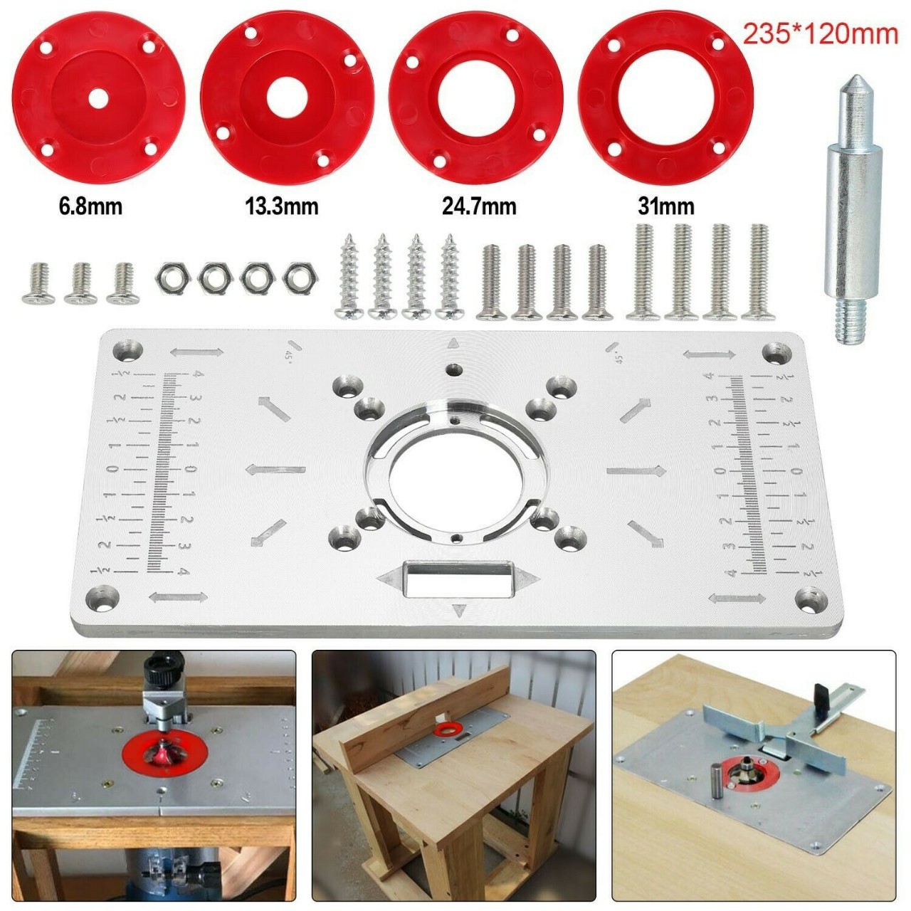 Einlegeplatte Für Frästisch, 4-ring-metallvorrichtung, Werkzeuge, Klapptisch Für Die Holzbearbeitung.