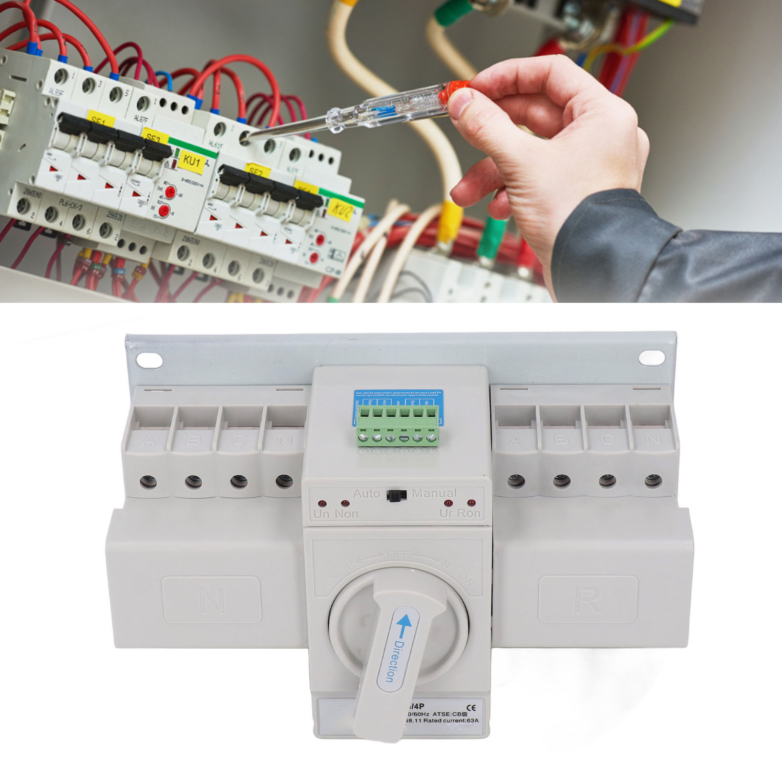 Nlq1-63a/4p 400v Mini-doppelstrom-umschalter Für Generatoren, Cb-klasse, Mini-ats