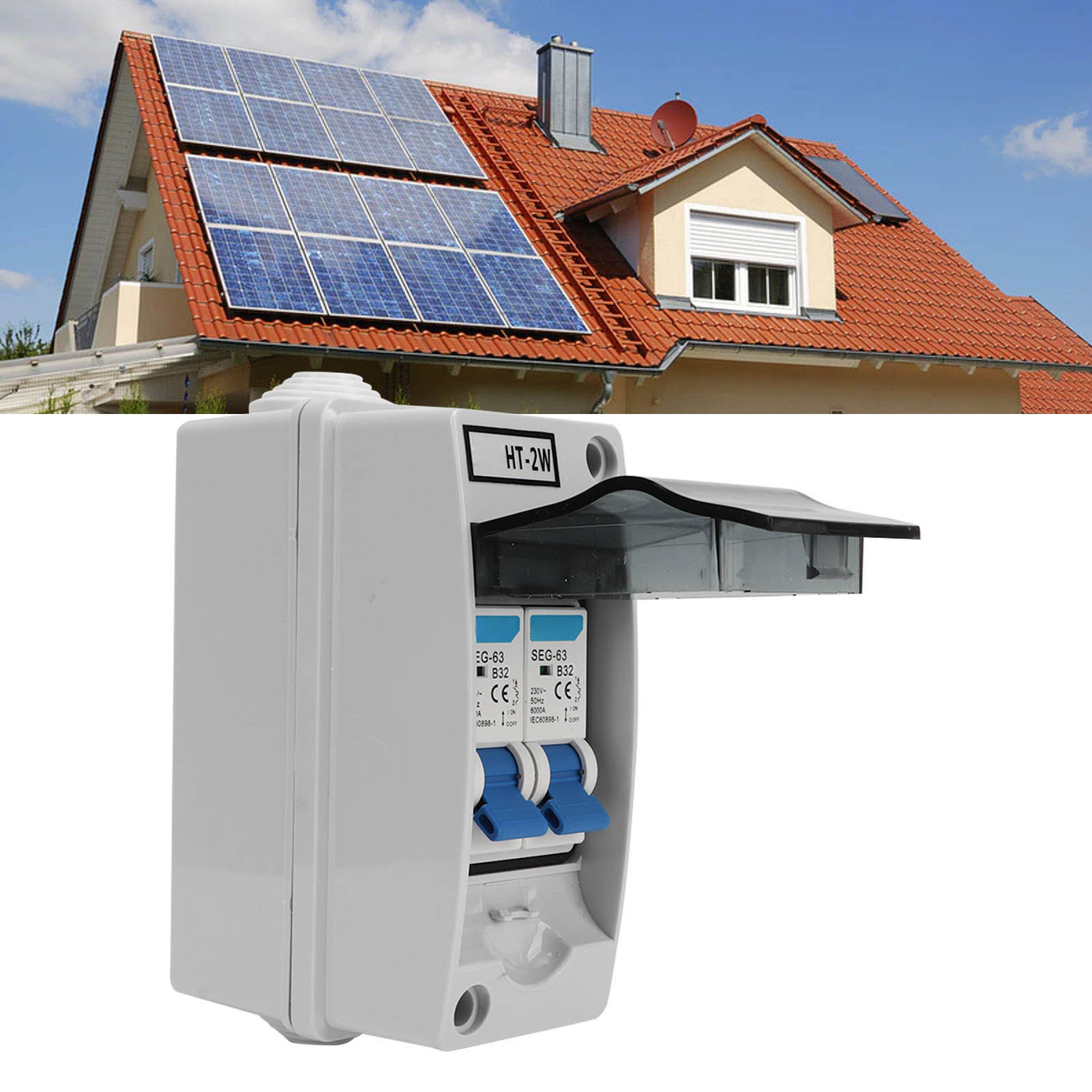 Seg-63 2-wege-wetterfester Außenverteilerkasten Mit Leitungsschutzschalter Typ B Und Blauem Griff, Modell B: B32+b32