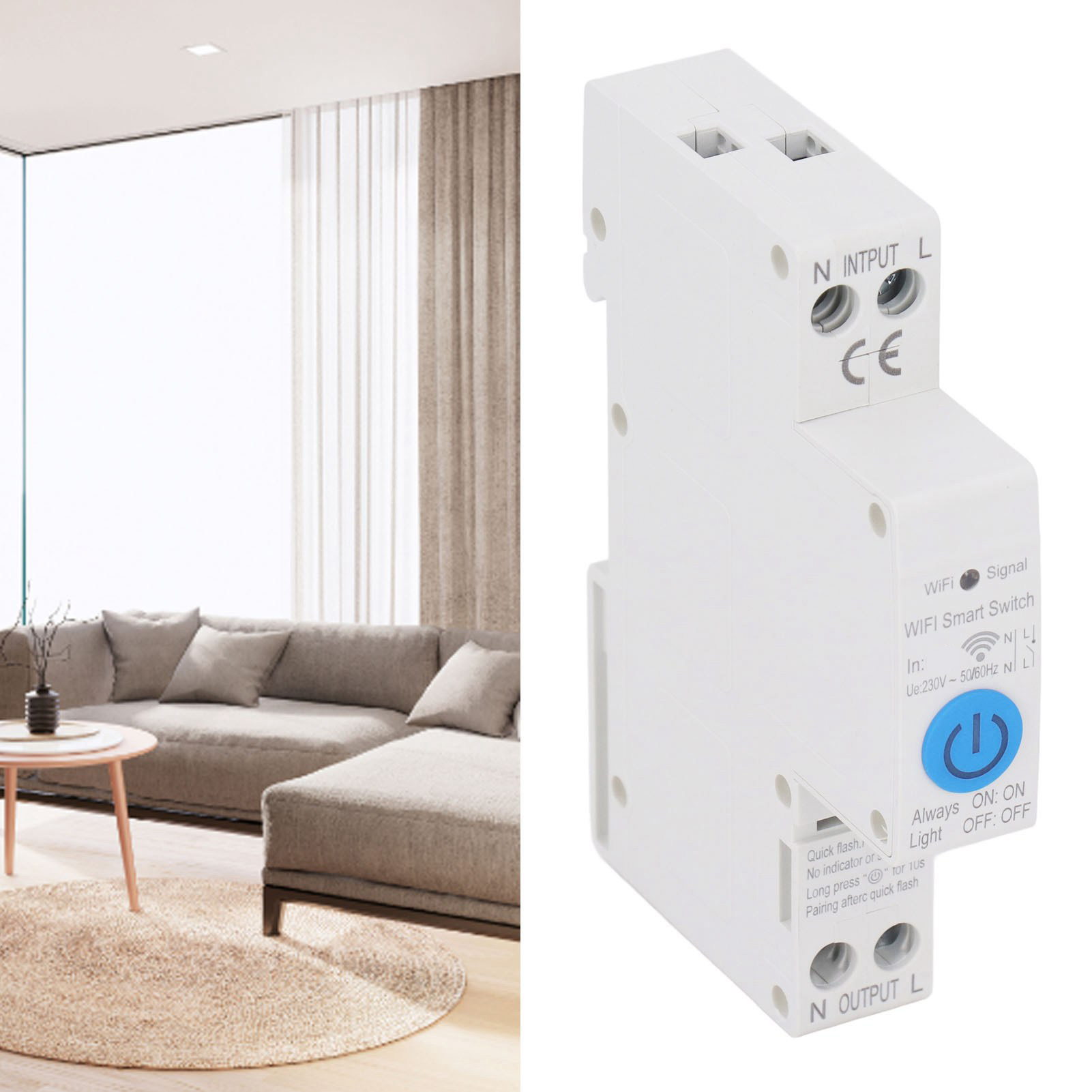 Tuya Ac230v Smart-leistungsschalter Mit App, Wlan Und Din-schienen-fernbedienung (1p/40a)