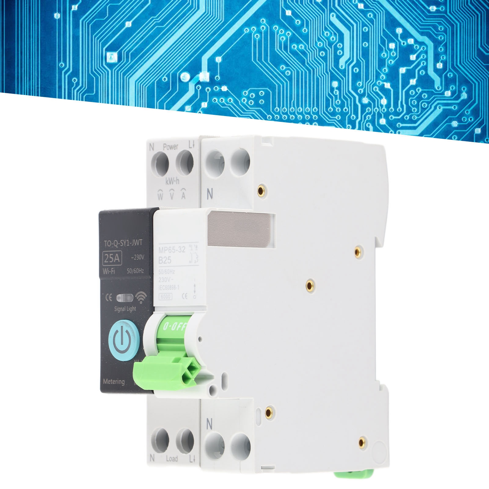 Tongou 1p+n 25a Wlan-fähiger Intelligenter Mini-leistungsschalter Mit 230v-zähler, Fernbedienung Für Smart Home