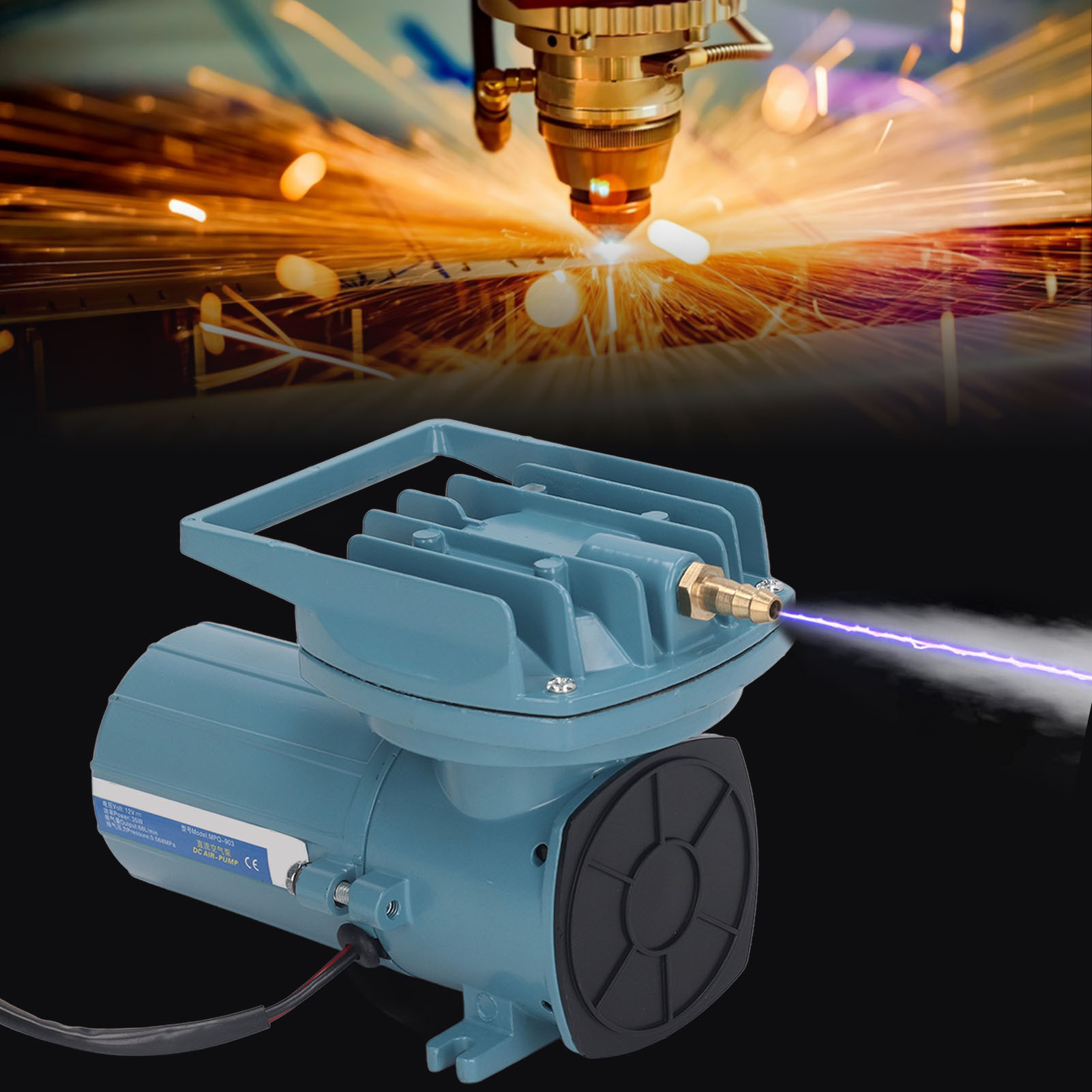 Pneumatische 12-v-gleichstrom-unterstützungspumpe Für Laserschneidanlagen. Kompatibel Mit Den Meisten Laserschneidmaschinen. Glatte Kanten, Saubere Schnitte, Schutz Der Laserlinse. Geräuscharm. Mpq-90