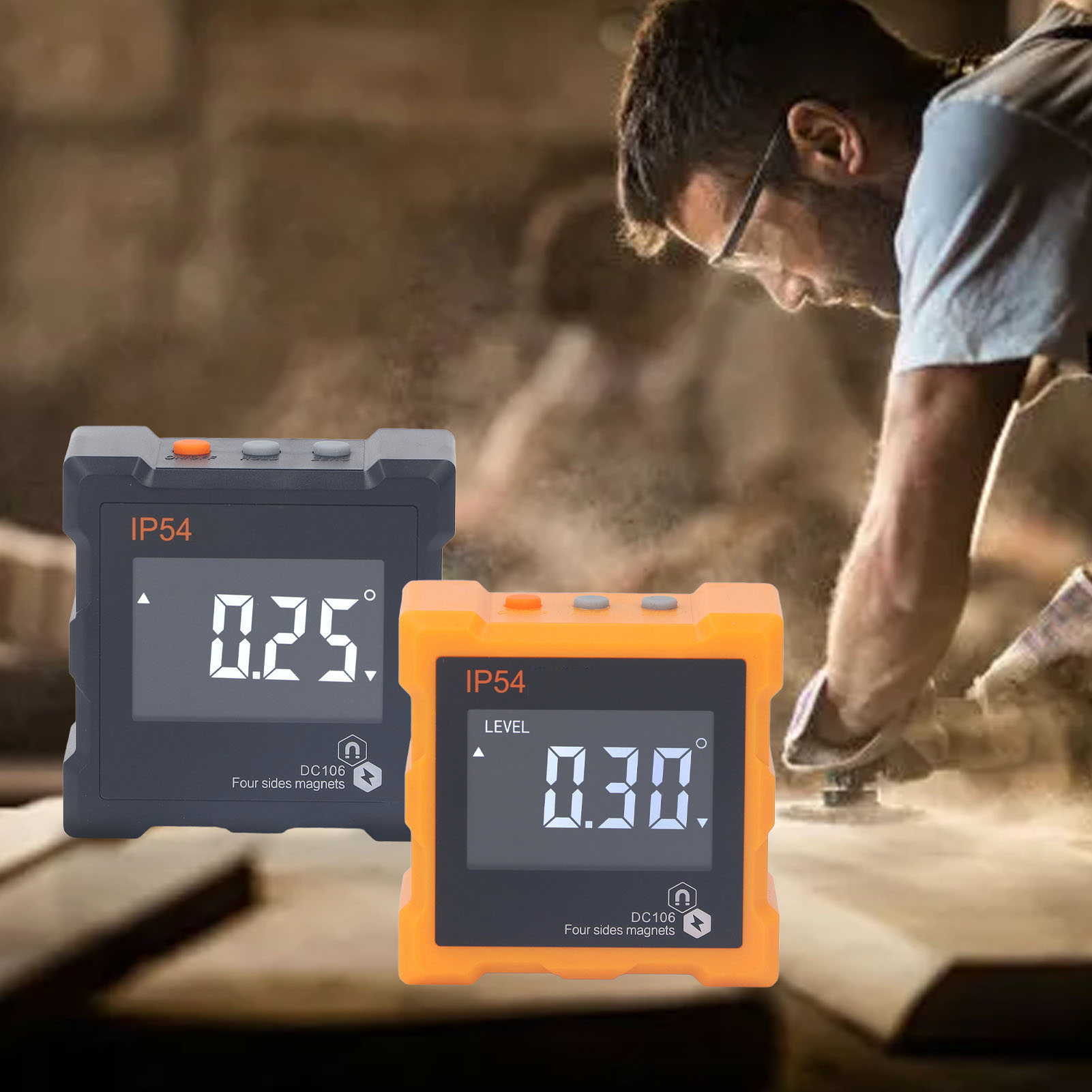 Ip54 Digitaler Neigungsmesser, Winkelmesser, Lcd-bildschirm, Neigungs- Und Höhenmesser, Winkelmesser Mit Vierseitigem Magneten (schwarz)