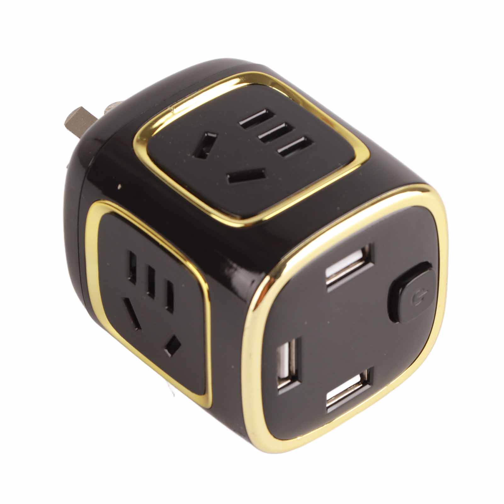 Ya Diao Steckdosenleiste Mit Usb-ladegerät, Multifunktionaler Usb-konverter Für Zuhause, Schwarz Und Gold