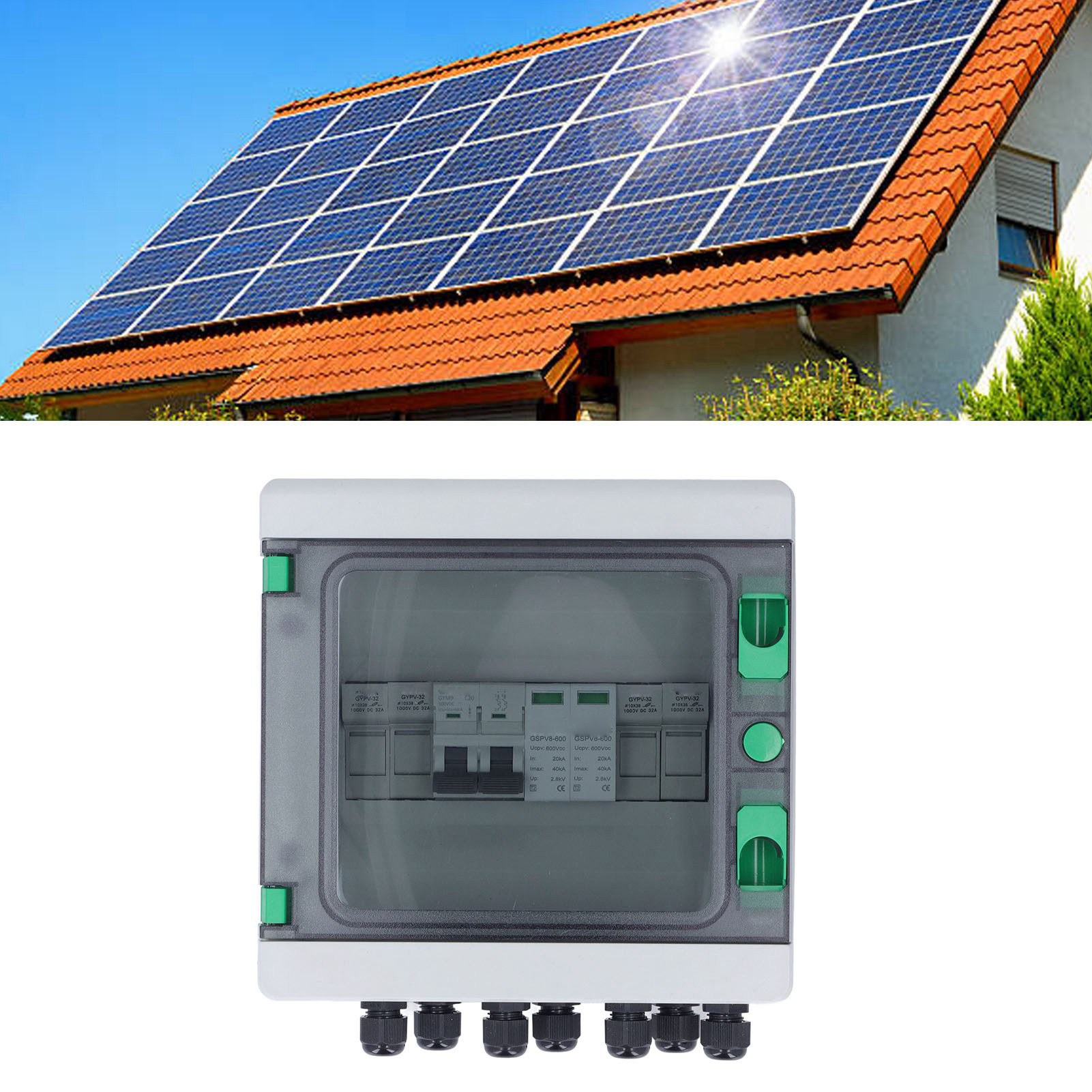 Die Photovoltaik-kombinationsbox Cc Gypv/2-1 550v Ist Kompatibel Mit Einfachen Mppt-wechselrichtern Mit 2 Photovoltaik-eingangskanälen Und Einem Ausgangskanal.