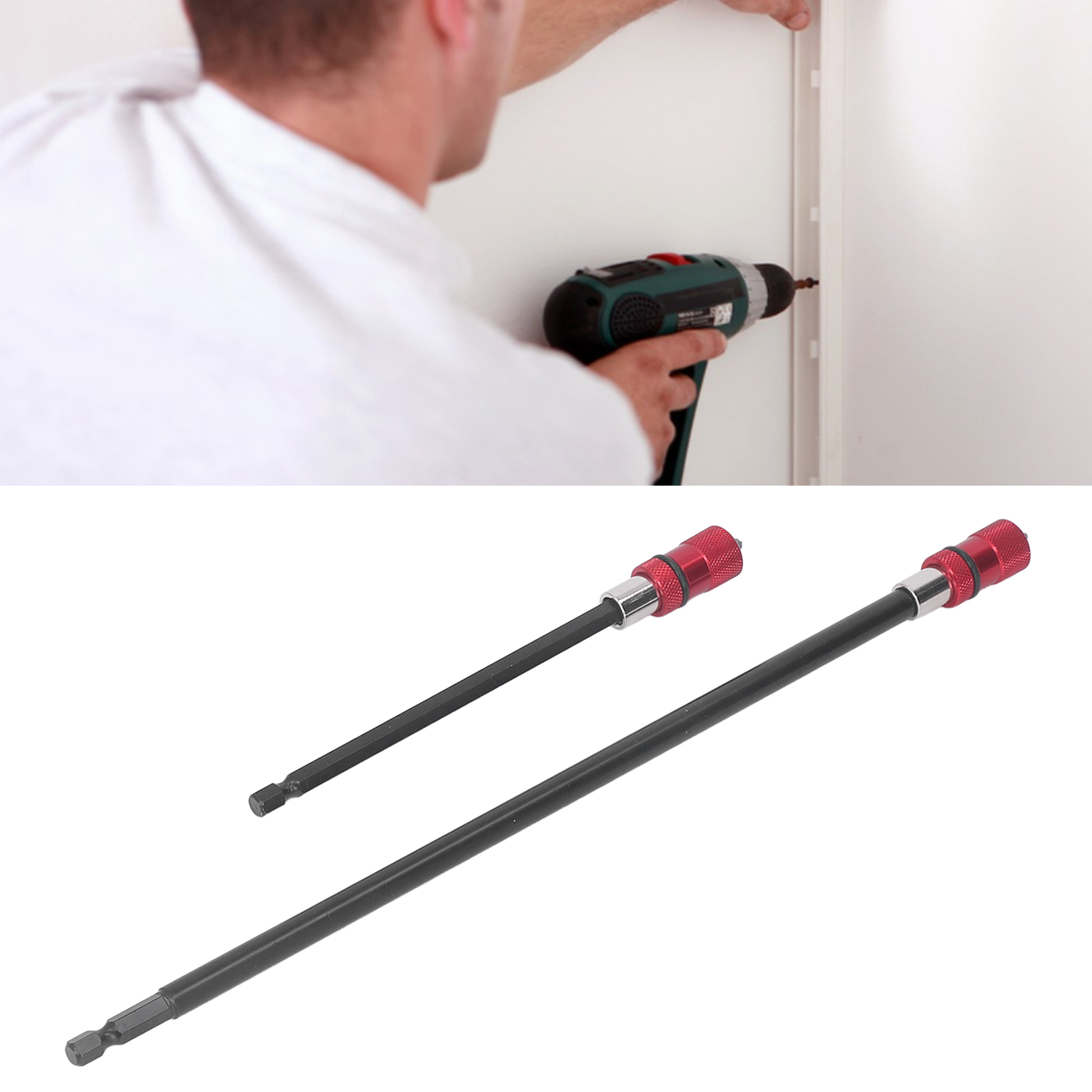 300-mm-verlängerung + 150-mm-verlängerung + 2 Ph2-bits, Verlängerte Selbstsichernde Verbindungsstange, Bohrfutter, 6,35-mm-magnet-sechskantnuss, 1/4-zoll-verlängerung