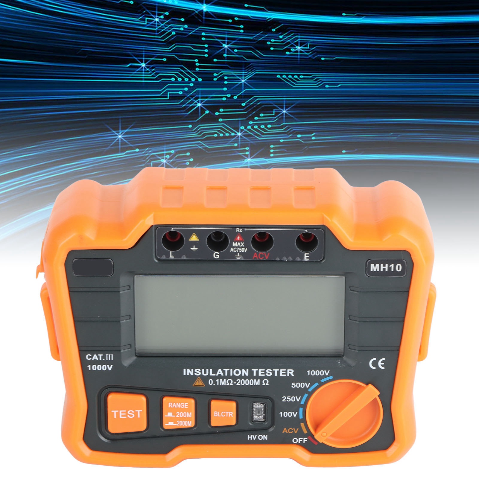 Aneng Mh10 Digitales Megohmmeter, Hochpräzises Messgerät Für Hohe Widerstände, Elektronisches Isolationsmessgerät (orange)