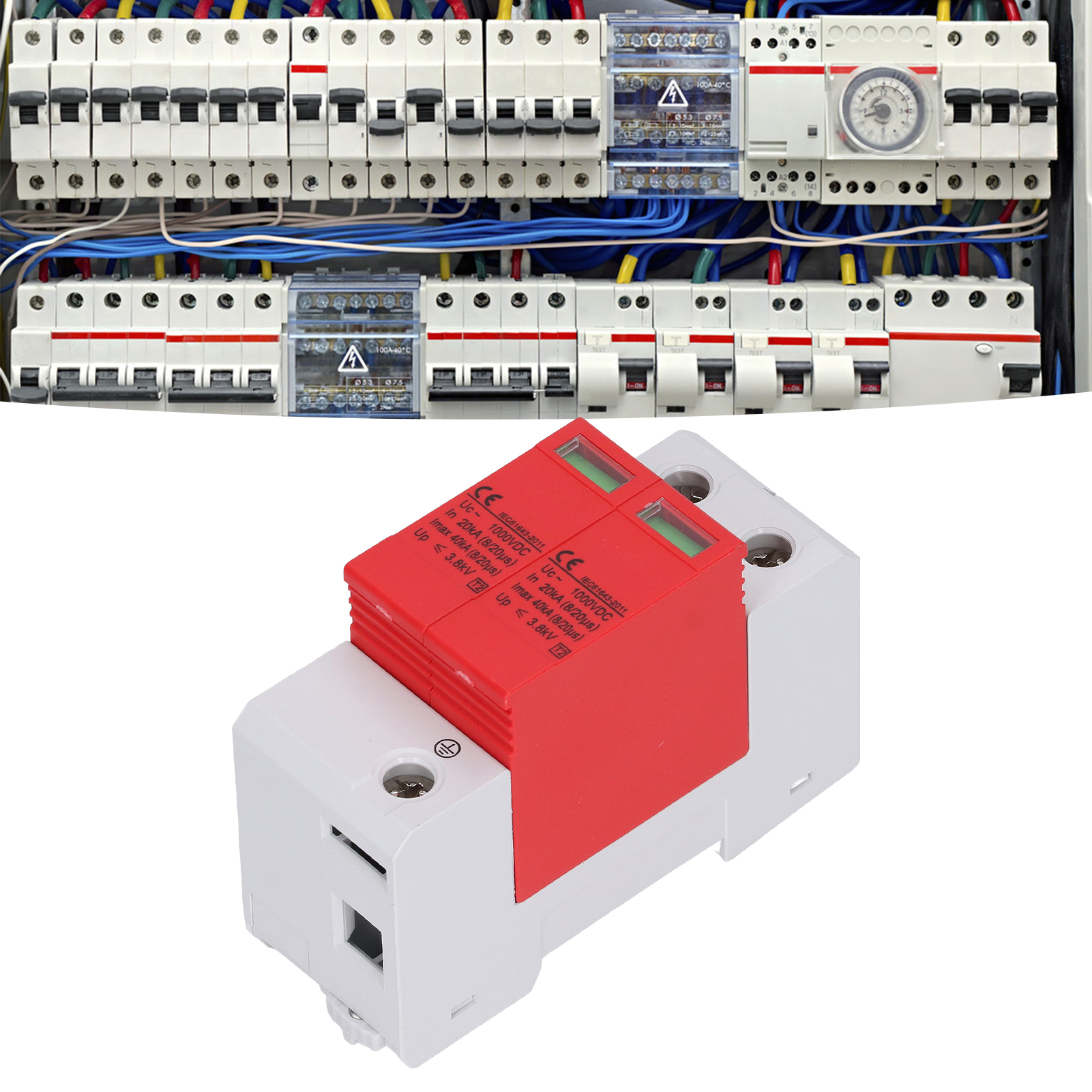 Sgsp-40 Rot-weißer Photovoltaik-gleichstrom-überspannungsschutz, 1000v Überspannungsschutz, 2p, 40ka.