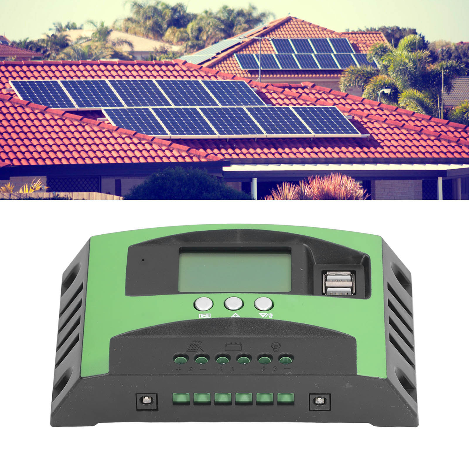 Photovoltaik-solarstromregler Mit Lcd-bildschirm, Adaptiver 12v/24v 50a Dc-solarlade-/entladeregler