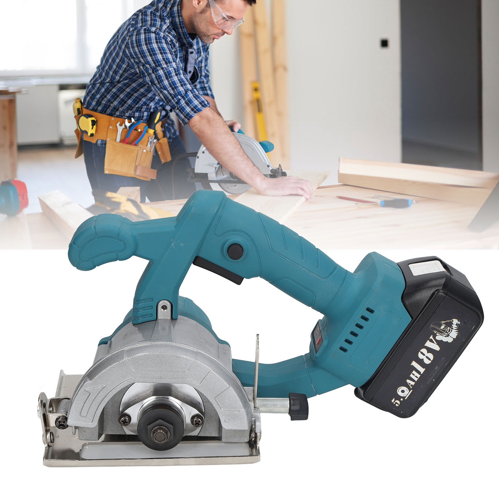 1200w 18v Akku-elektrokreissäge, 180mm Holzsäge, Heimwerker-elektrosäge, Makita 18v Akku Bl1815 Bl1820 Bl1530 Bl1840 Bl1850 Bl1860, Etc.