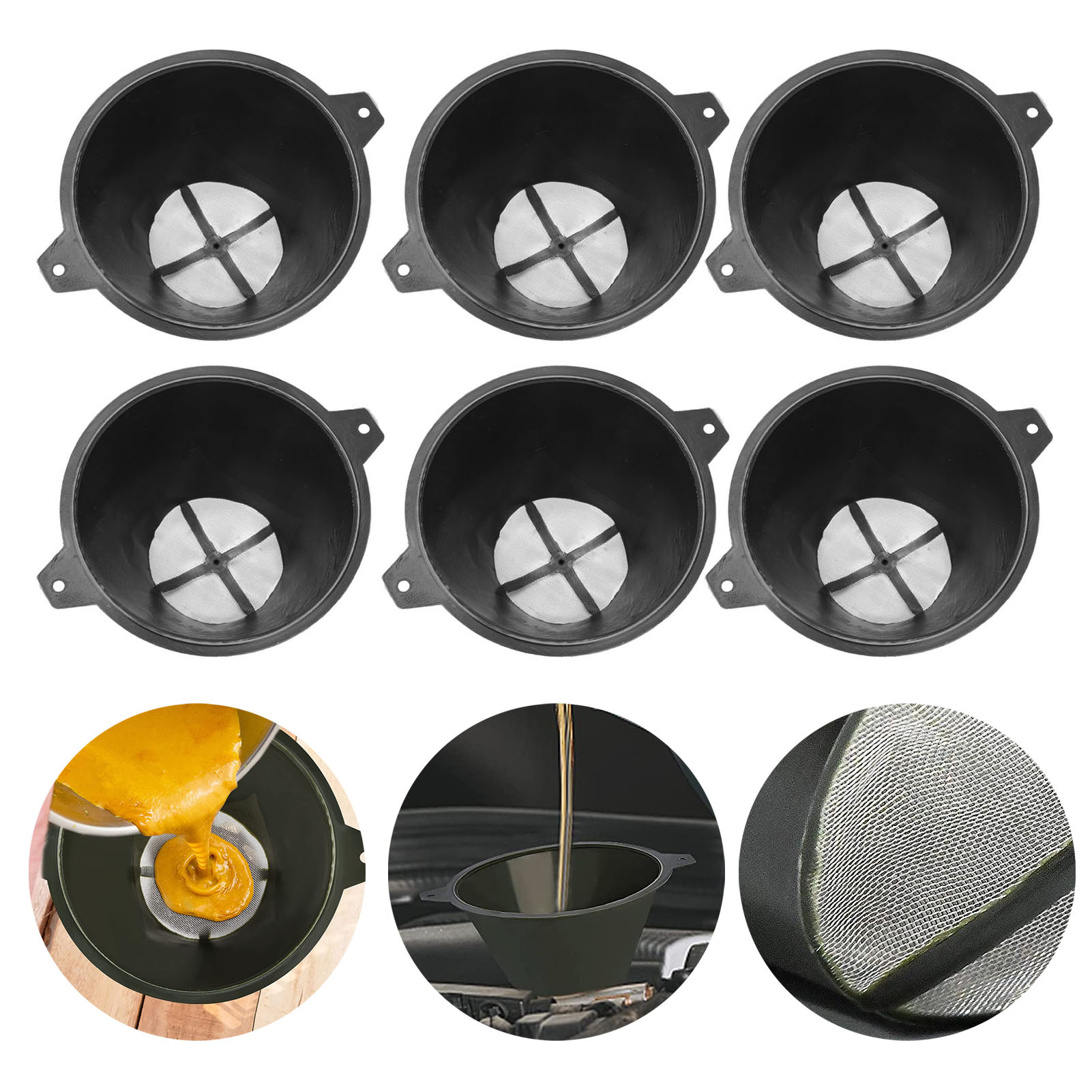 Set Mit 6 Kunststoff-farbfiltern (100 Mm) Mit Feinem Nylongewebe, Wiederverwendbare Farbfilter Zum Filtern Von Öl- Und Wasserbasierten Farbrückständen Sowie Lebensmittelresten.
