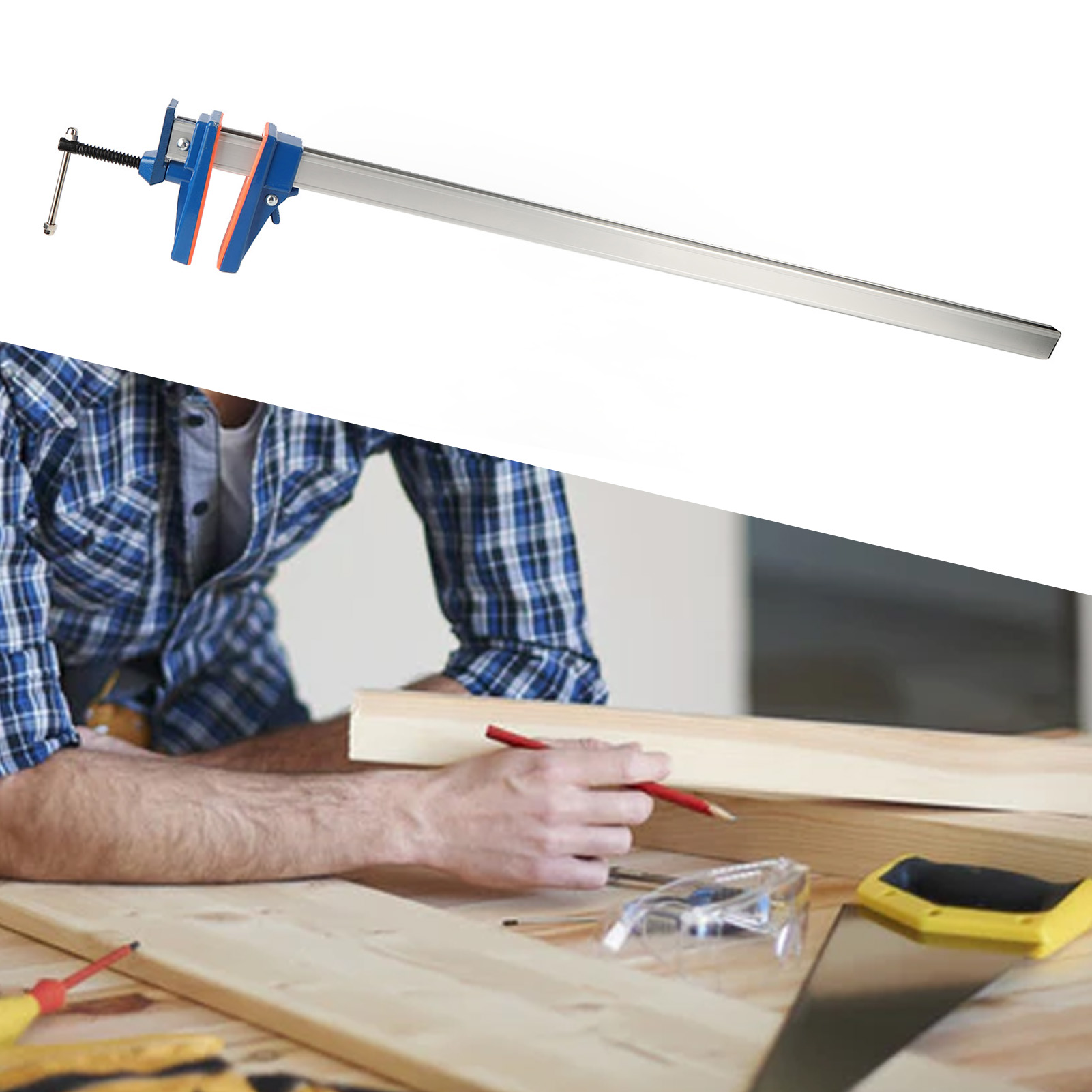 Verbesserte F-klemme Für Die Holzbearbeitung, Schnellklemme Für Die Holzbearbeitung, Klemme Mit Fester Horizontaler Und Vertikaler Druckplatte.