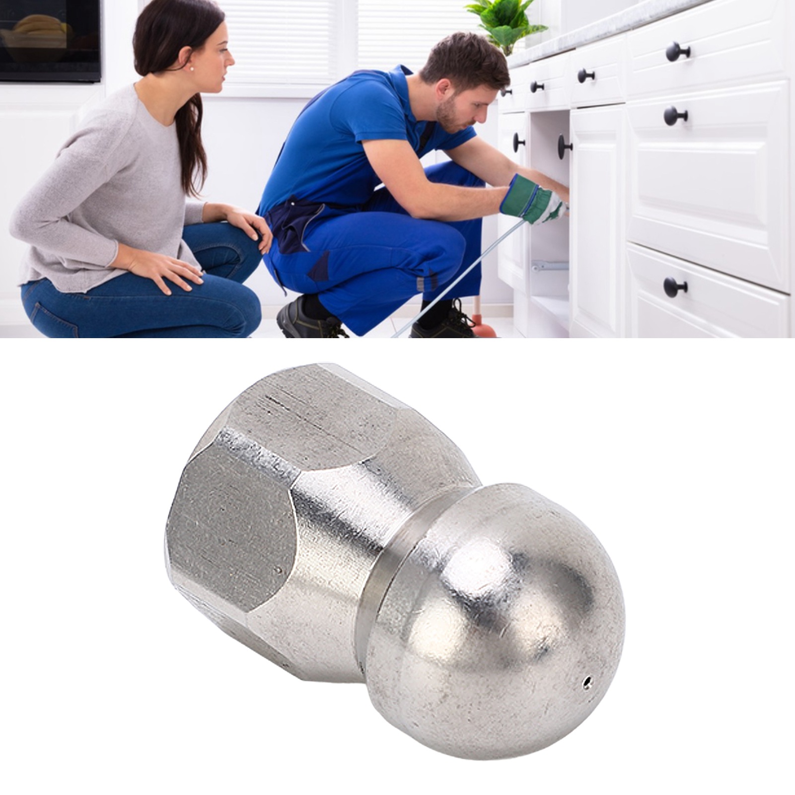 5000 Psi Hochdruckreiniger-abflussreinigungsdüse, Kompakte Und Robuste Mini-düse, Hochdruck-abflussreinigungsschlauch, Kugelkopf – 1 Vorderes Loch, 3 Hintere Löcher