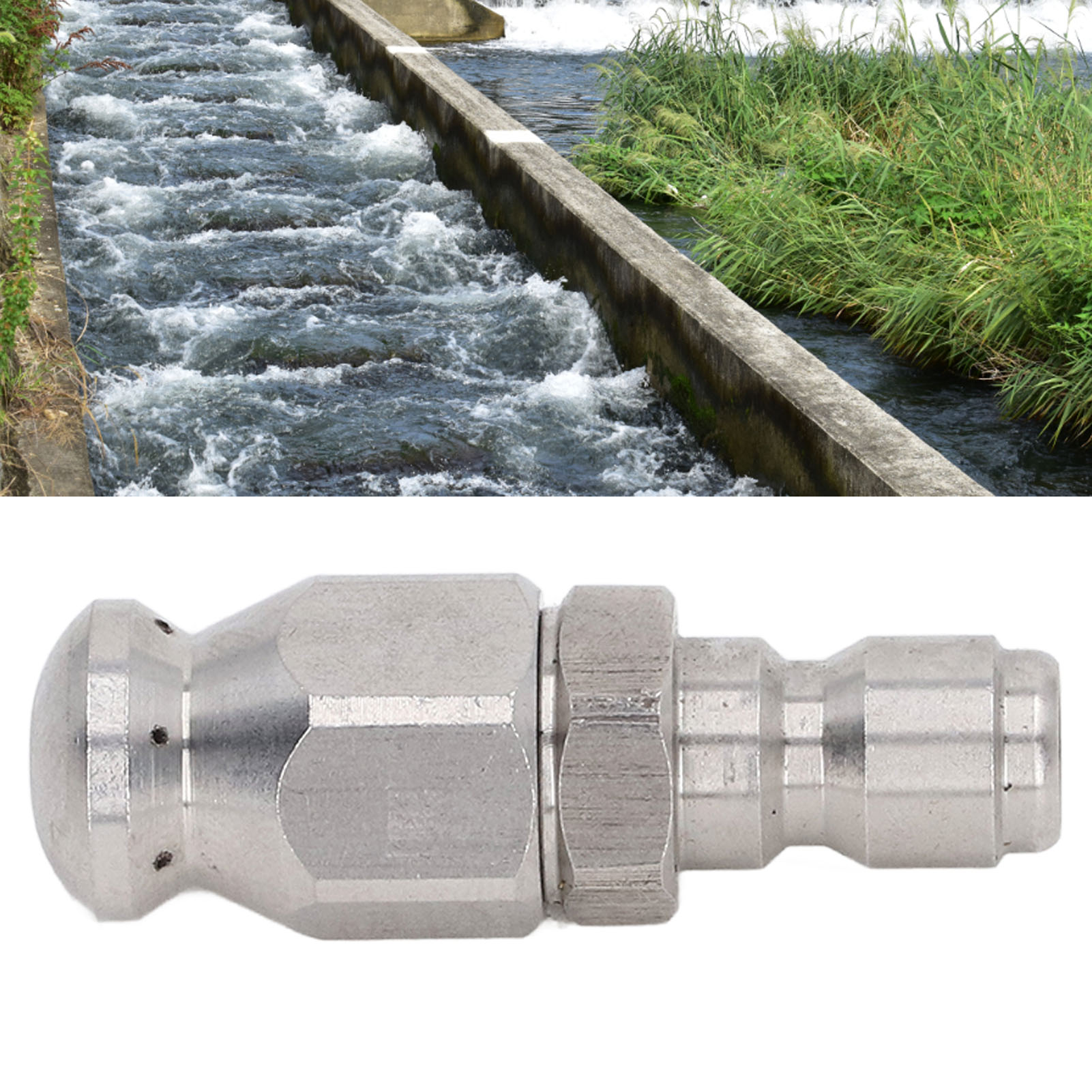 Ablaufdüse Für 5000 Psi Hochdruckreiniger, Kompakte Und Robuste Mini-ablaufdüse, Hochdruck-ablaufschlauch, Kleiner Runder Kopf – 1 Vordere Öffnung, 6 Hintere Öffnungen