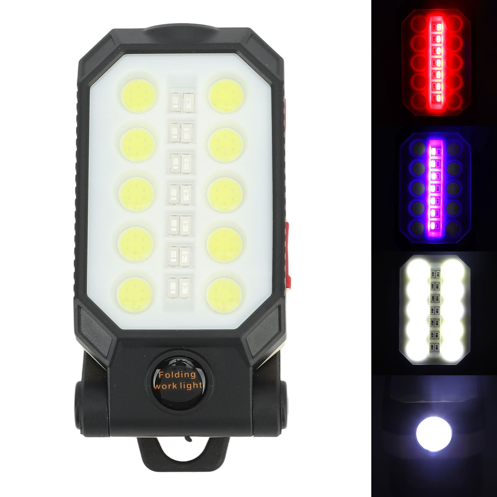 W599a 10-loch-cob-arbeitsleuchte, Usb-wiederaufladbare Led Mit Magnethaken, Ladeanzeige, Schutzart Ip66, Notfall-taschenlampe/inspektionsleuchte