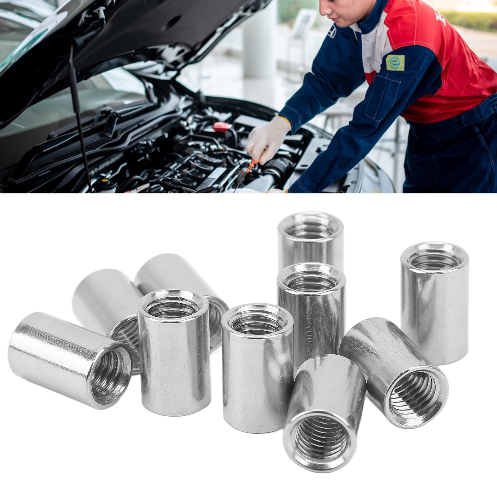 Satz Mit 10 Zylindrischen Muttern M101,5-13-l20 Mm Mit Innengewinde Aus Edelstahl 304